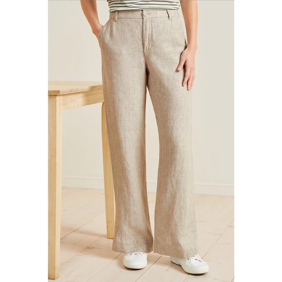 Garnet Hill Classic Linen Trousers Size 6 - Picture 1 of 11